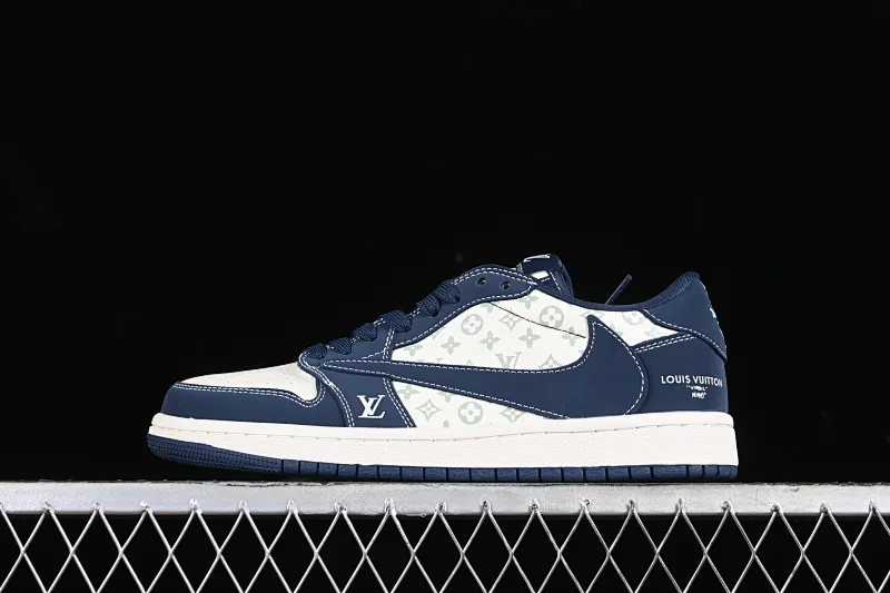 All categories Air Jordan Jordan series basketball shoes Air Jordan 1 Low High-end customized low-top sneakers Travis Scott x Fragment Design x Air Jordan 1 Low OG SP AJ1 Joe 1 LV joint deep sea blue low-top cultural casual sneakers LX1988-103